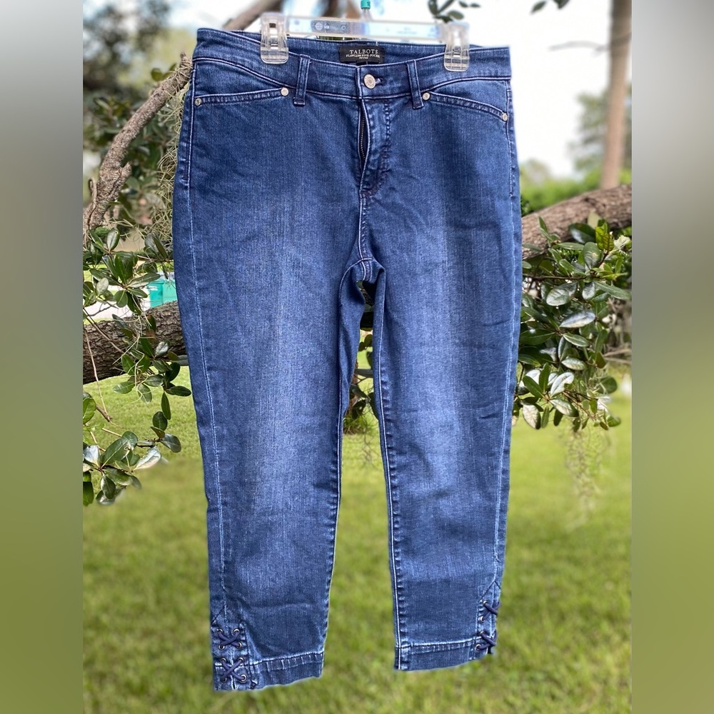 Talbots Mid Rise Flawless 5 Pocket Ankle Stretch Denim Capri Jeans Womens Sz 8P